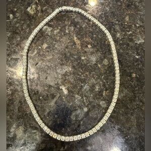 Tennis Necklace. Sterling Silver and gorgeous CZs. Safety clasp. Substantial.